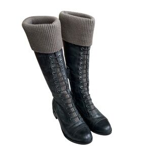 Cole Haan Black and Gray Lace Up Boots